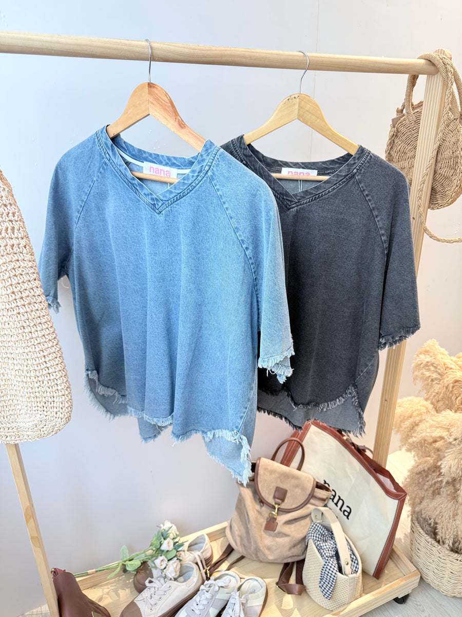 V领牛仔潮流上衣