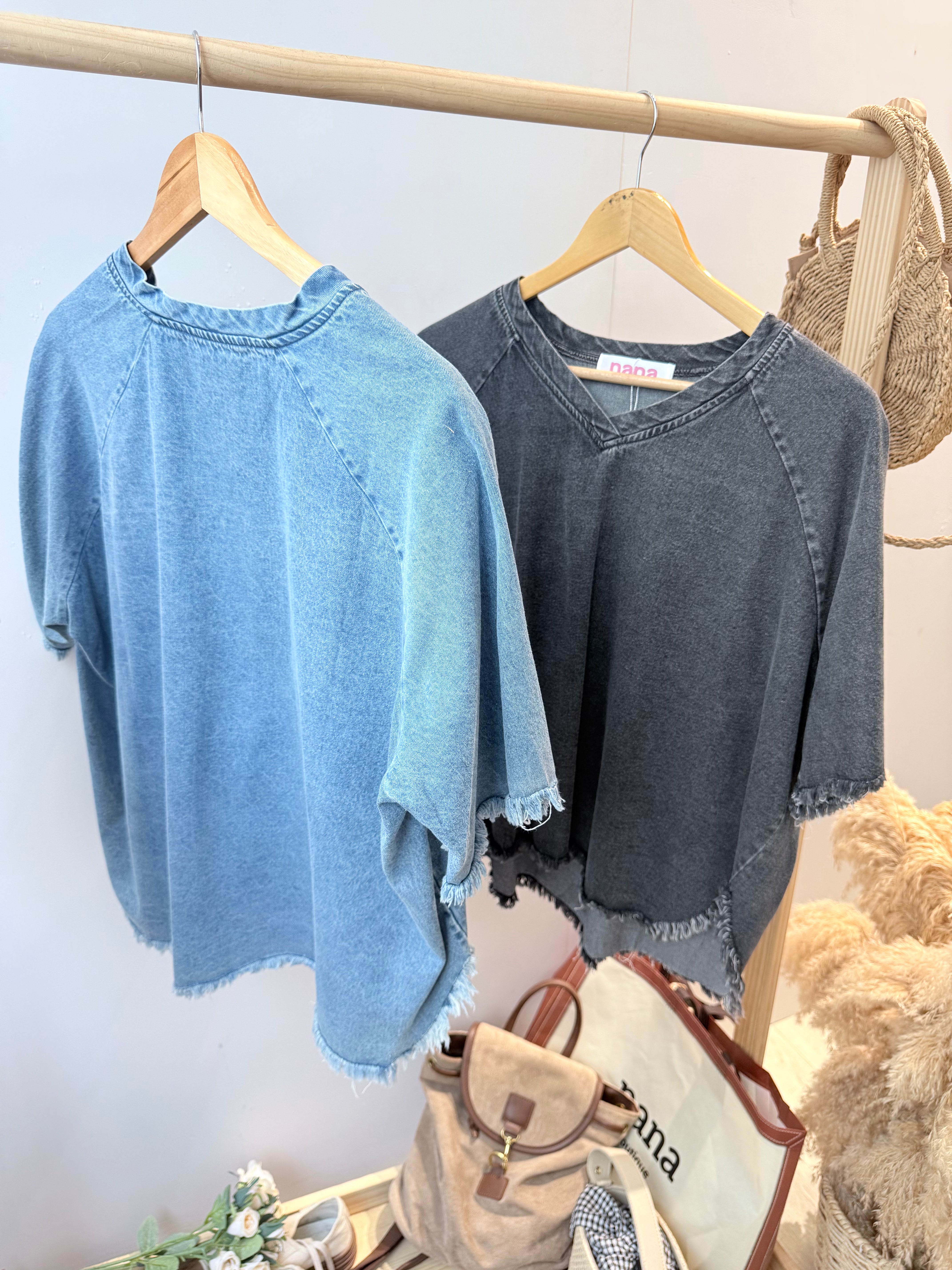 V领牛仔潮流上衣