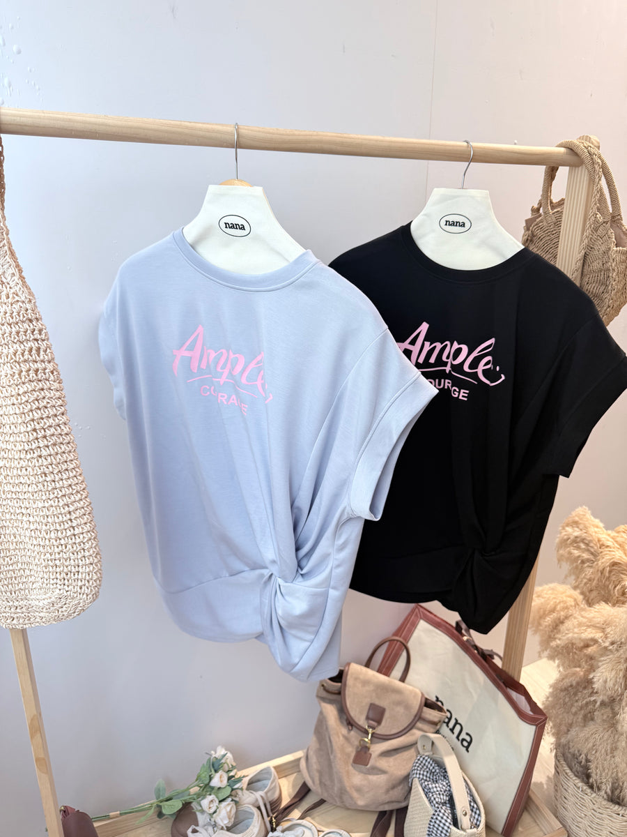 字母太空棉皱褶设计上衣