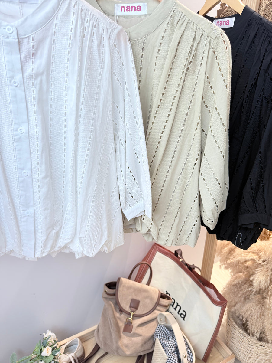 镂空七分袖衬衫