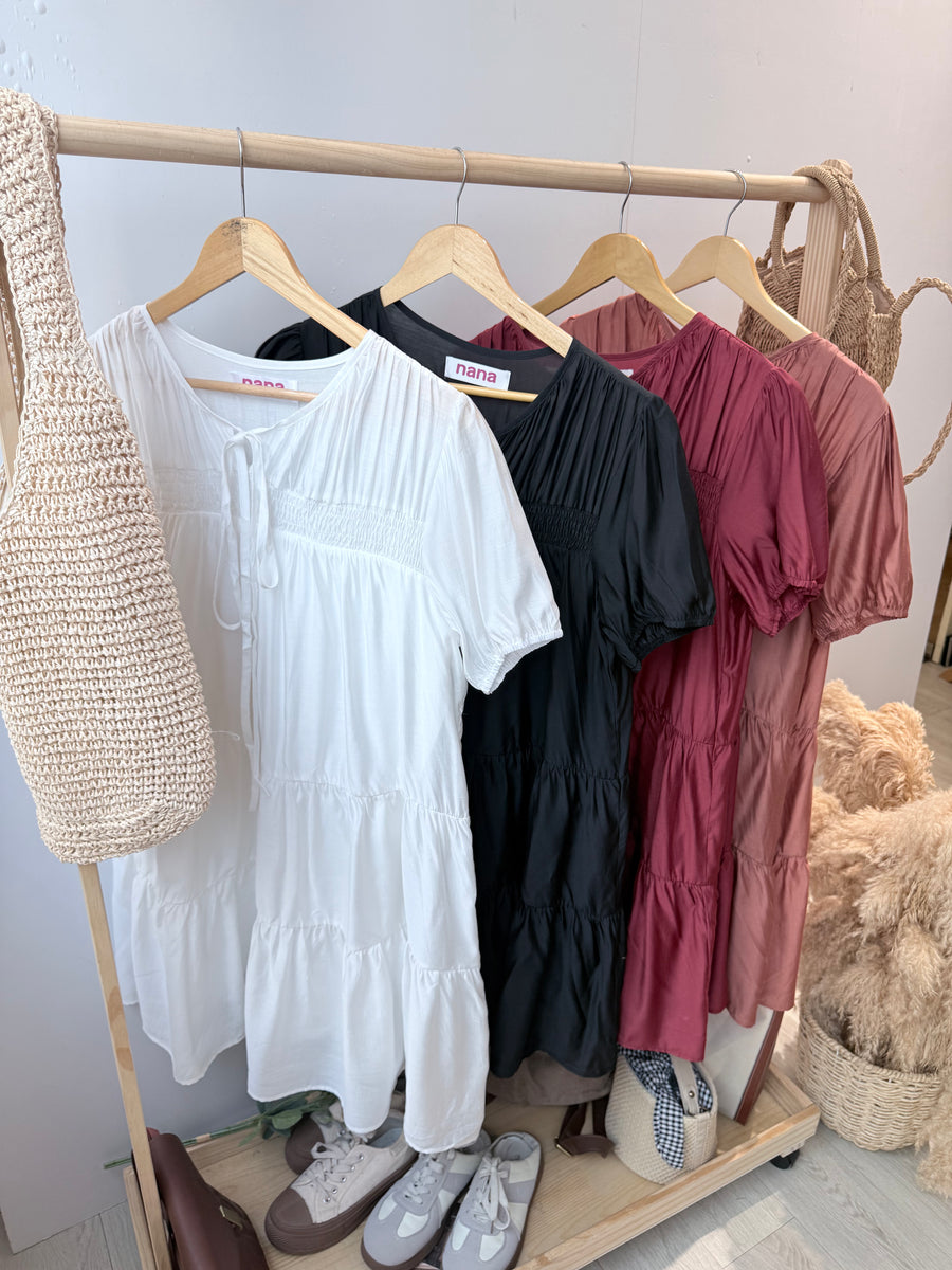 独家雪纺泡泡袖连身裙