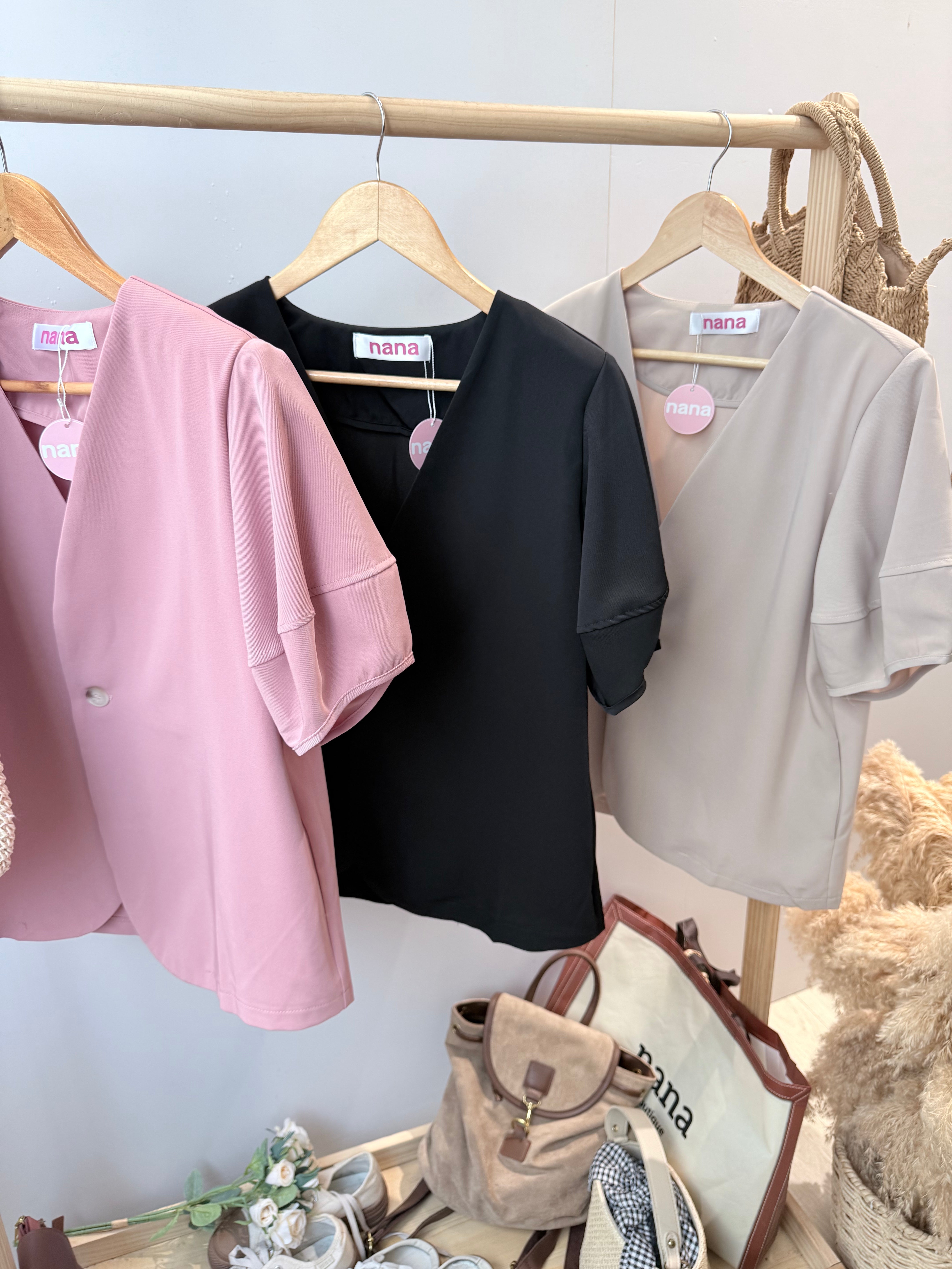 垫肩西装短袖宽松外套