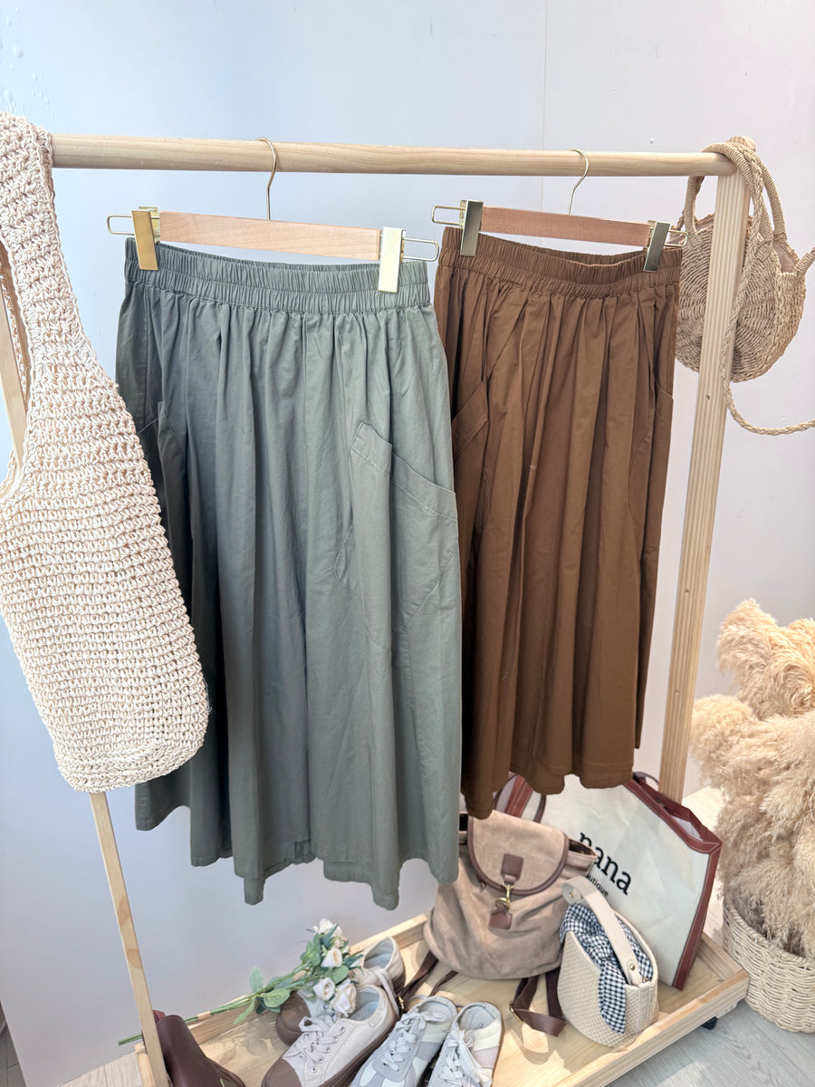 Polyester 大口袋半长裙