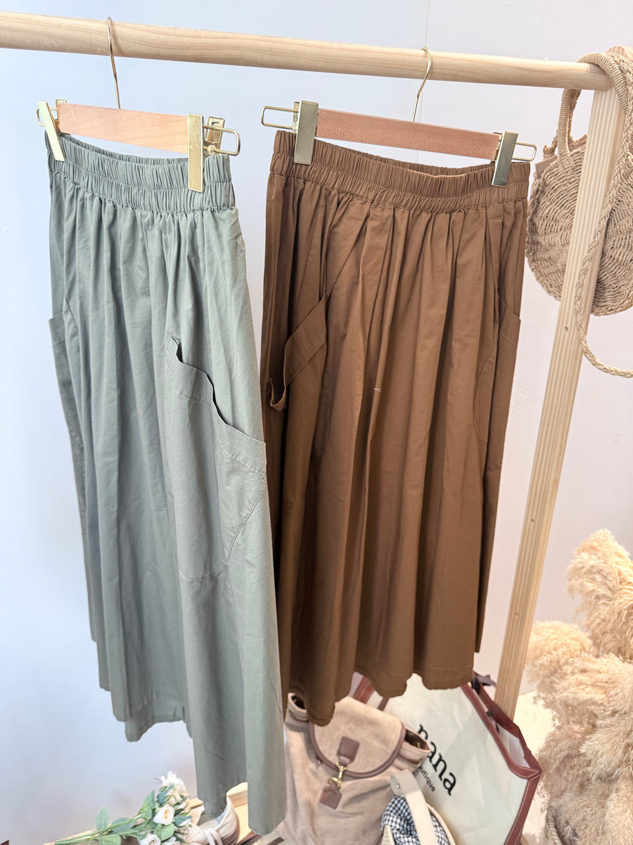 Polyester 大口袋半长裙