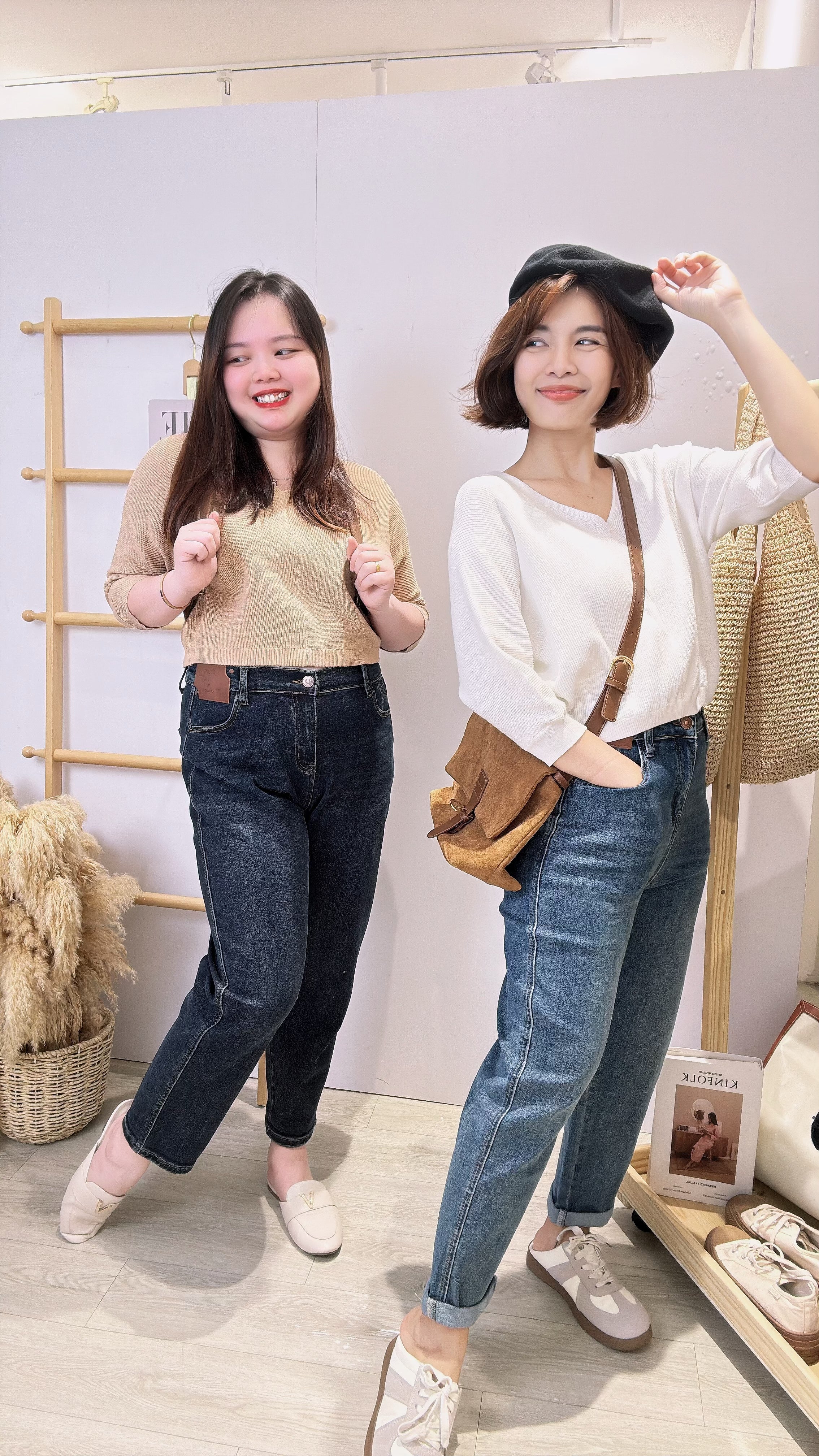 百搭后松紧腰牛仔长裤