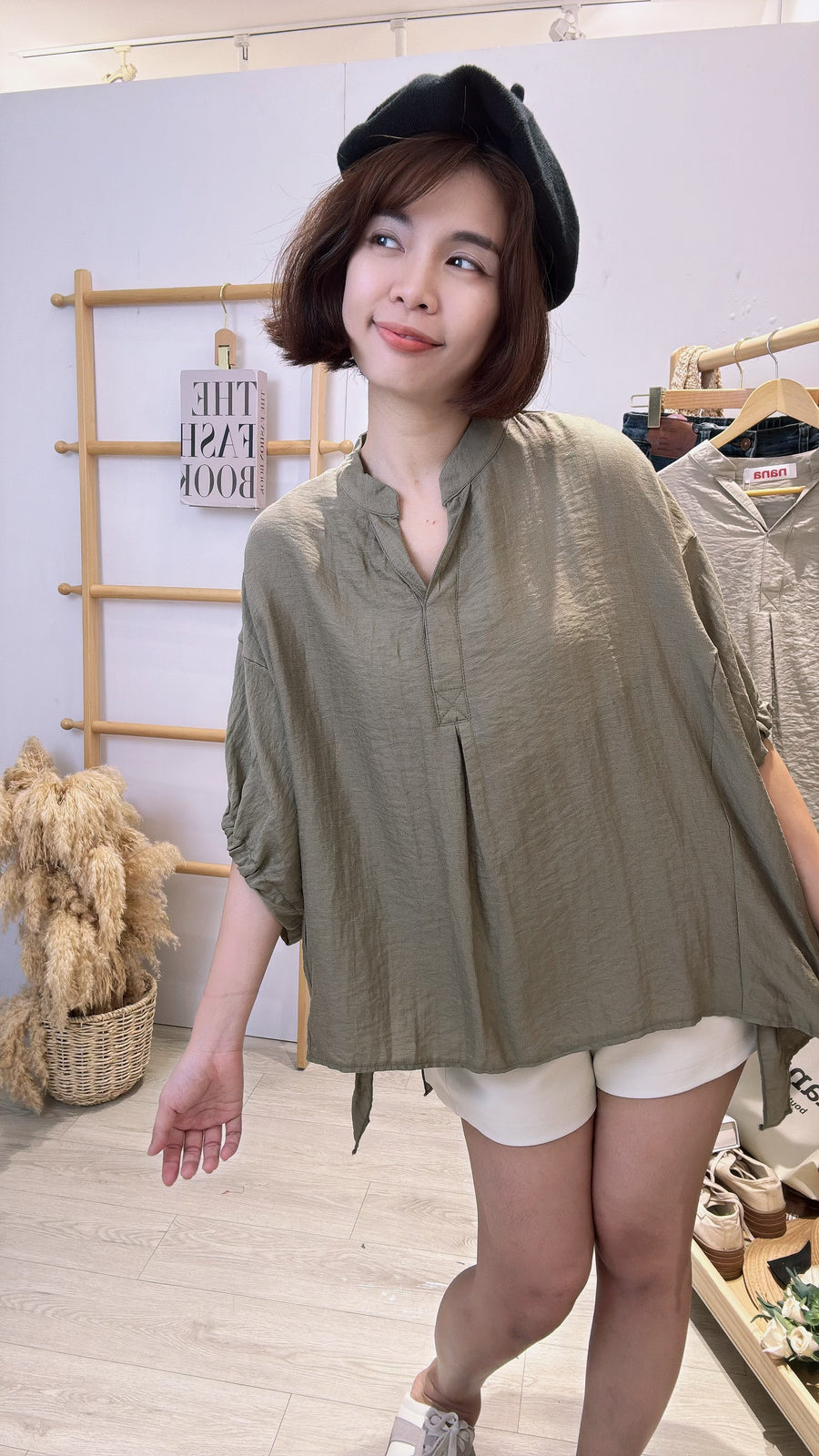 软麻前短后长宽松衬衫
