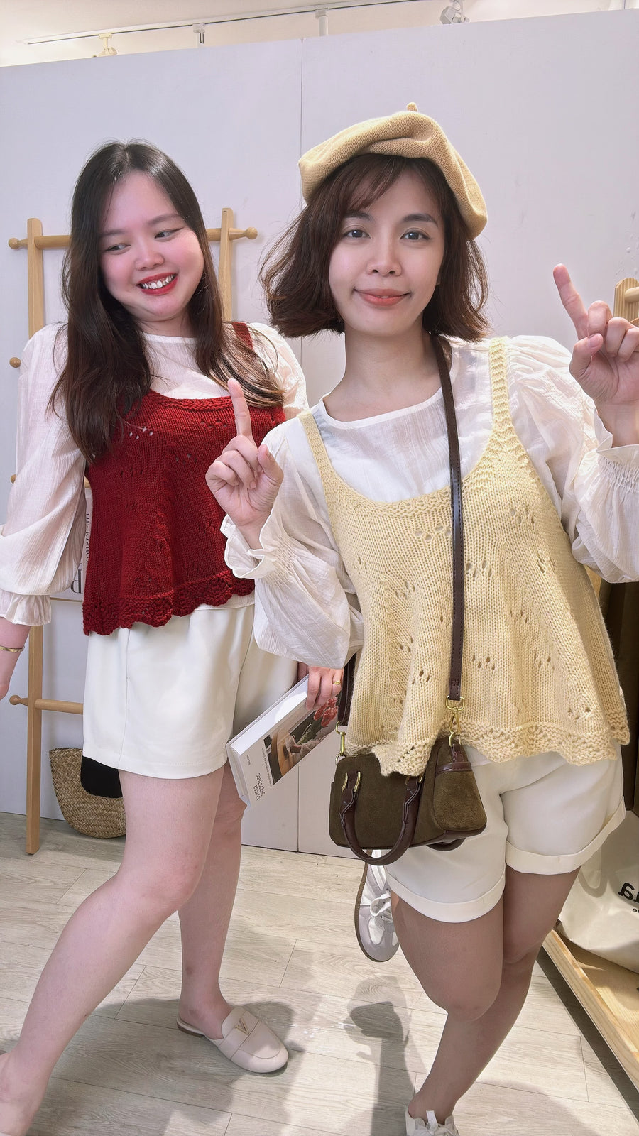 薄麻吊带针织甜美上衣