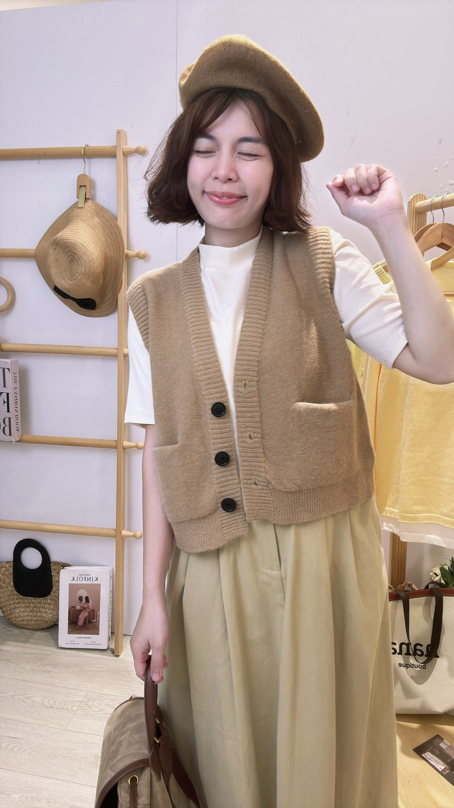 韩式百搭针织纽扣马甲