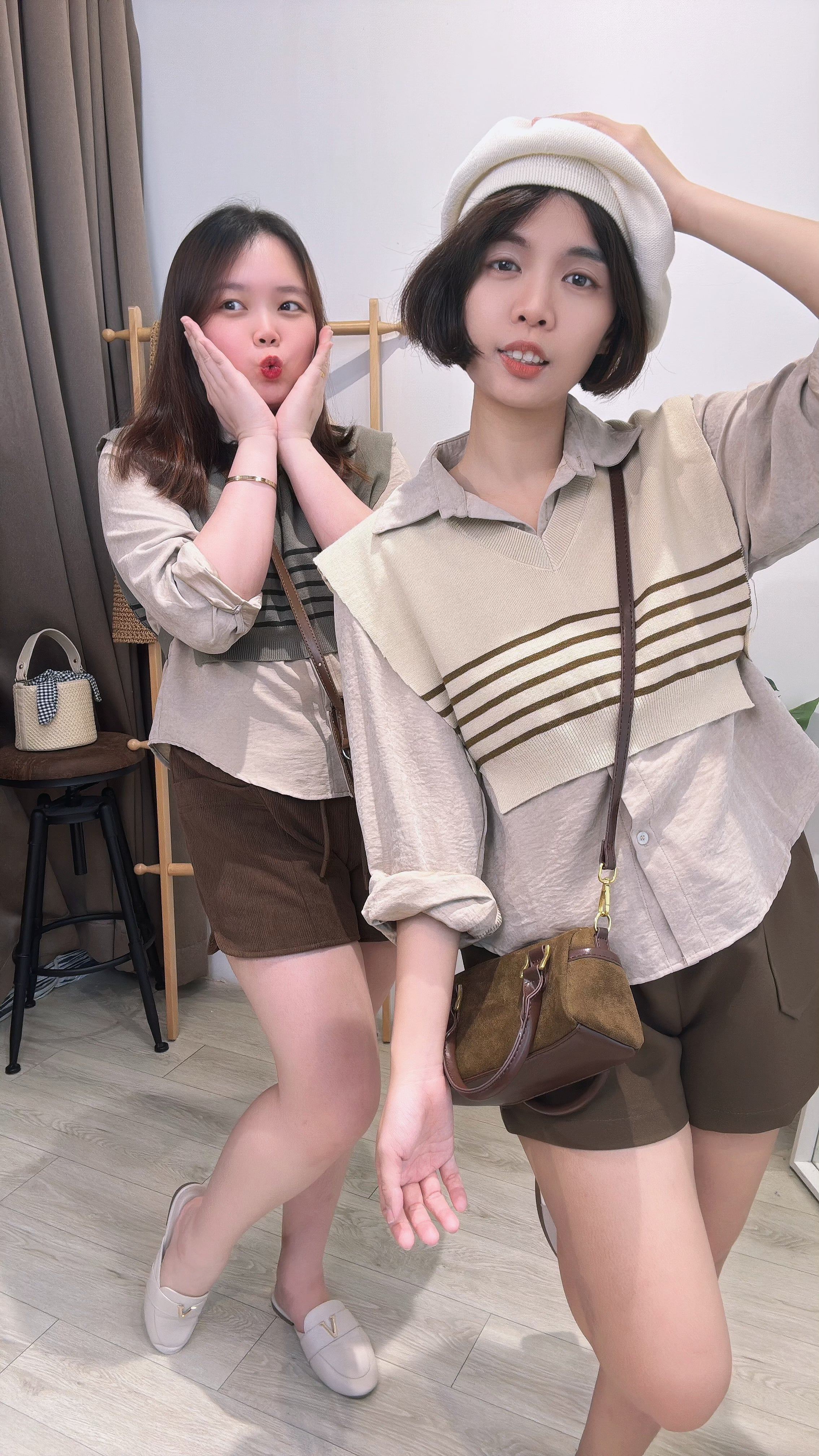 薄绒并接两件式衬衫