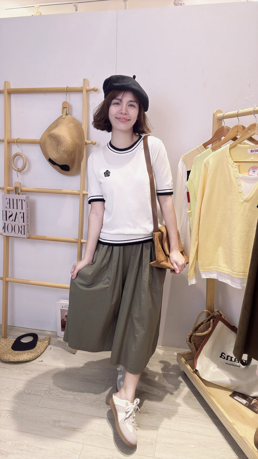 Polyester 大口袋半长裙