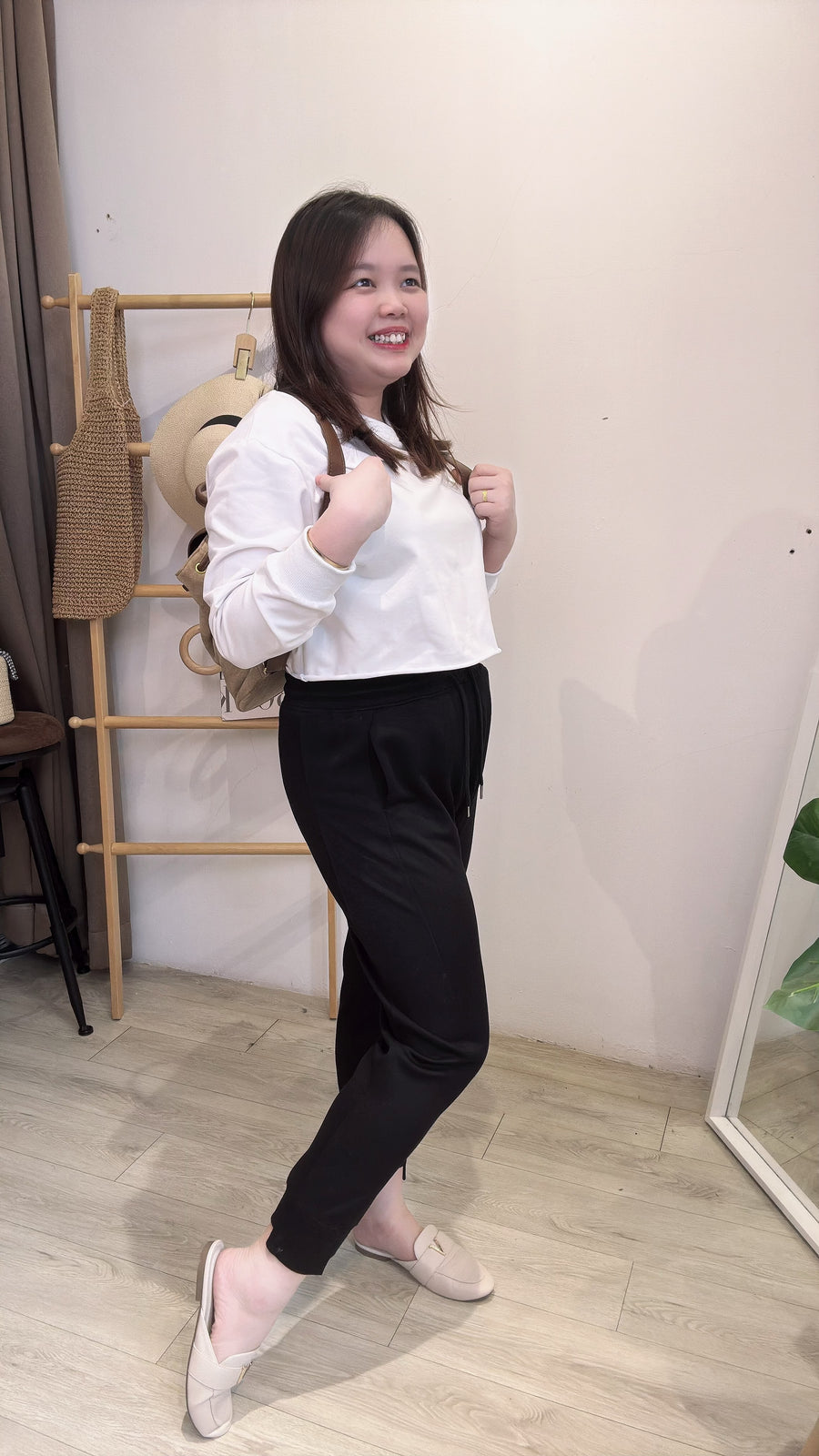 松紧腰运动风休闲九分裤