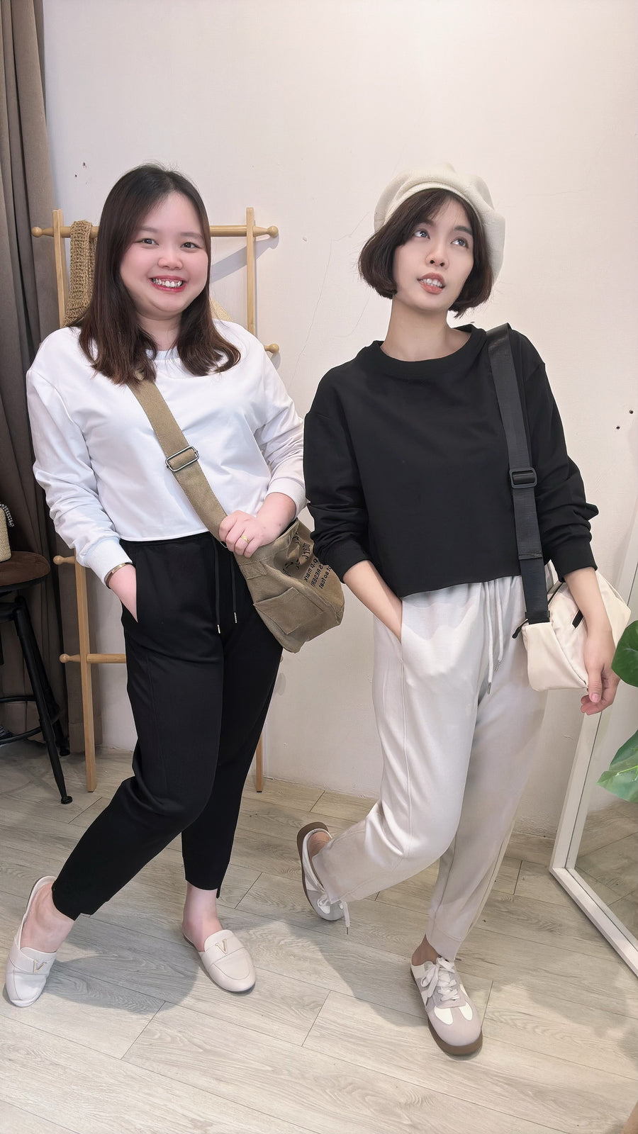 松紧腰运动风休闲九分裤