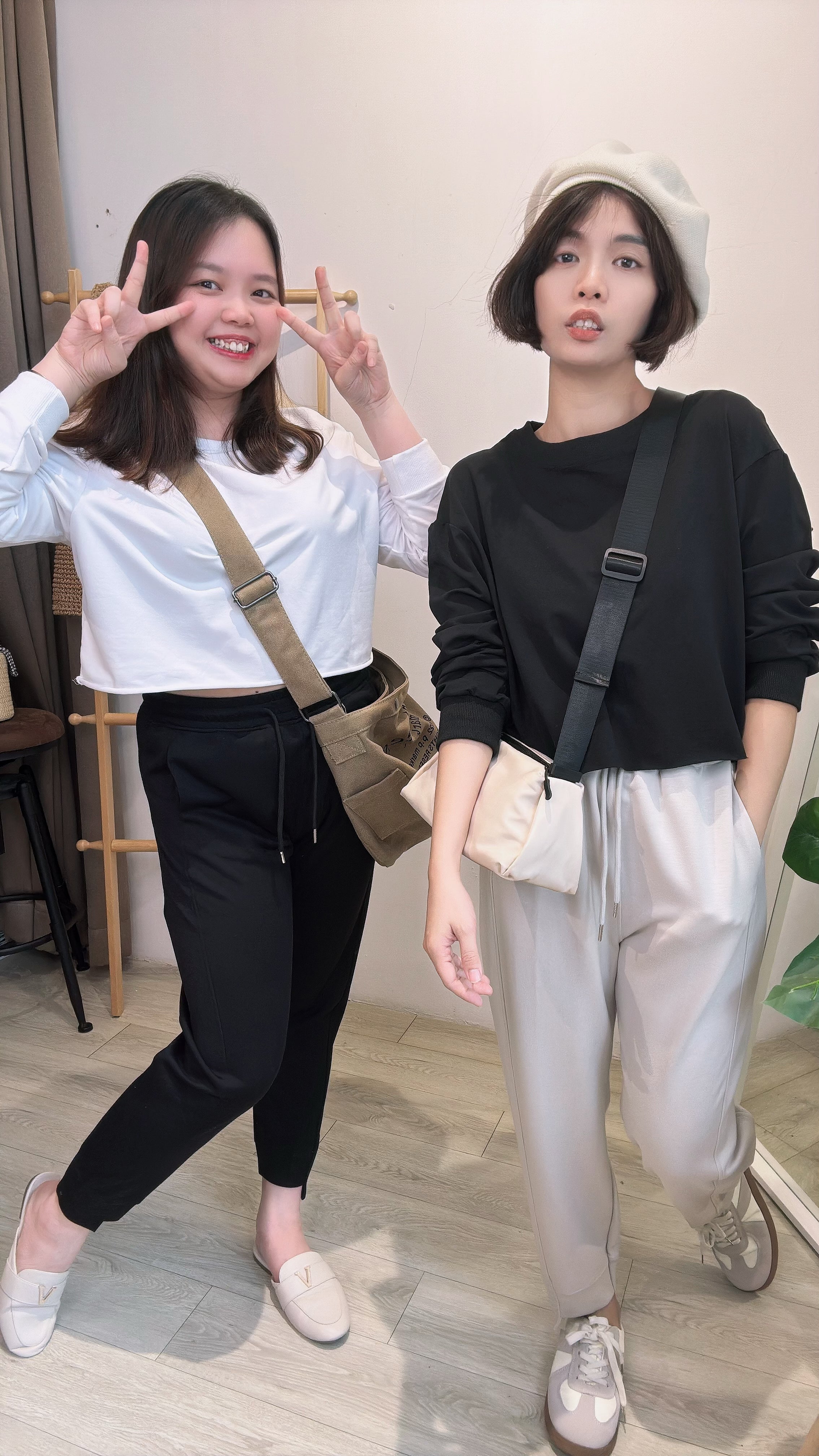 松紧腰运动风休闲九分裤