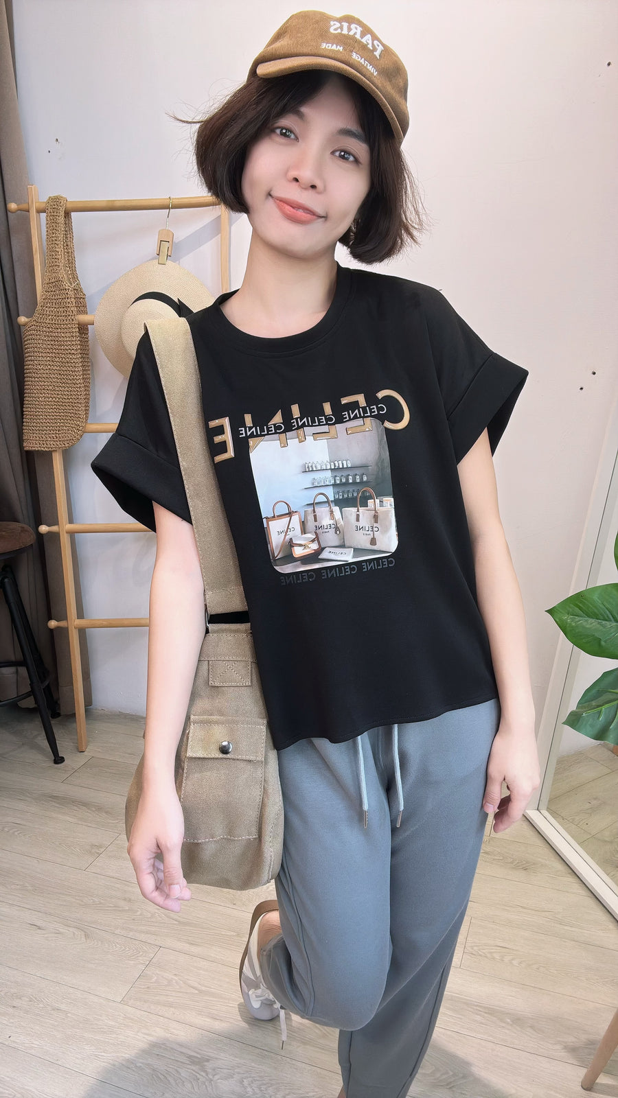 立体Celine图案太空棉上衣