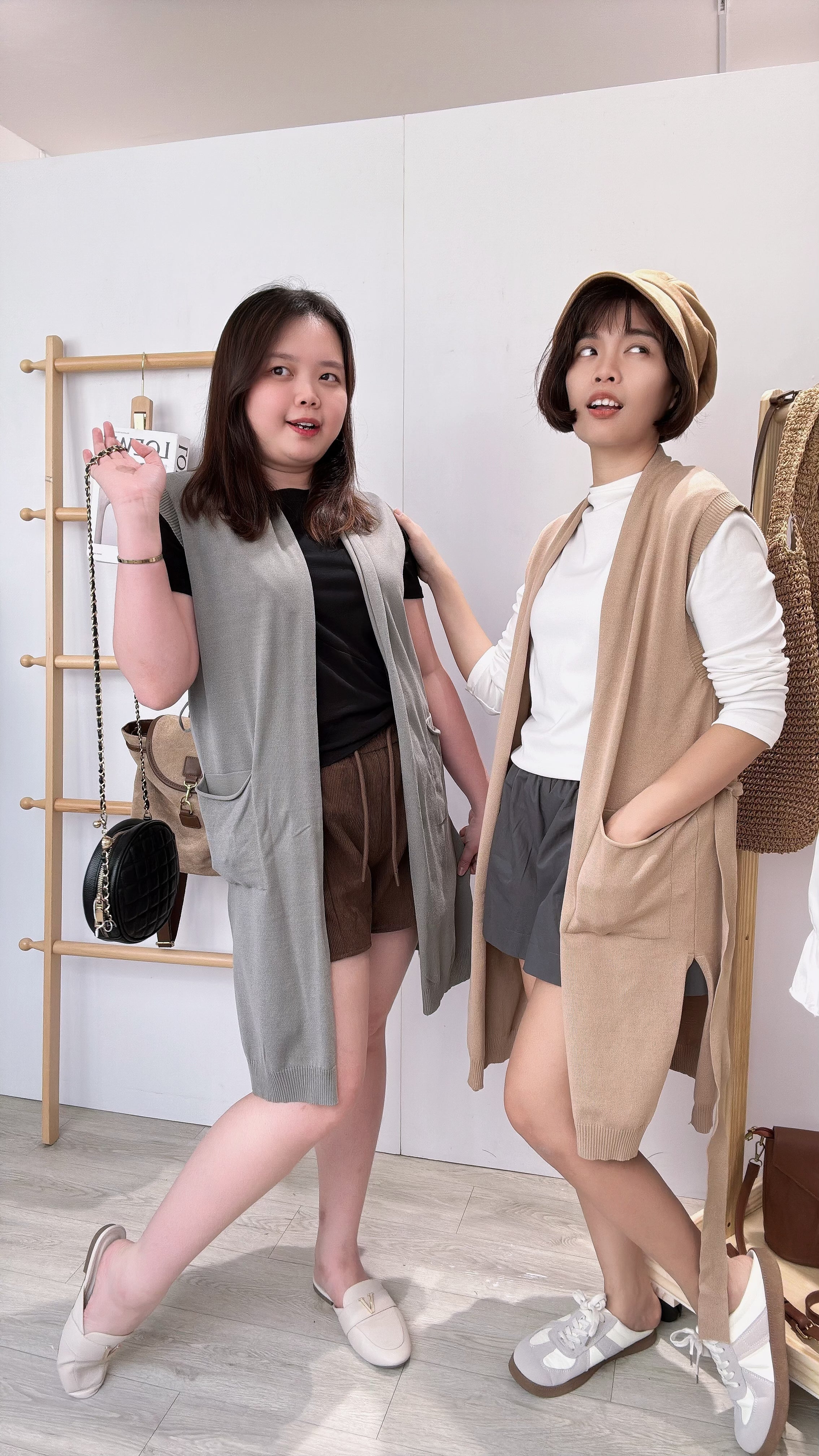 冰丝针织出袖开叉长版外套