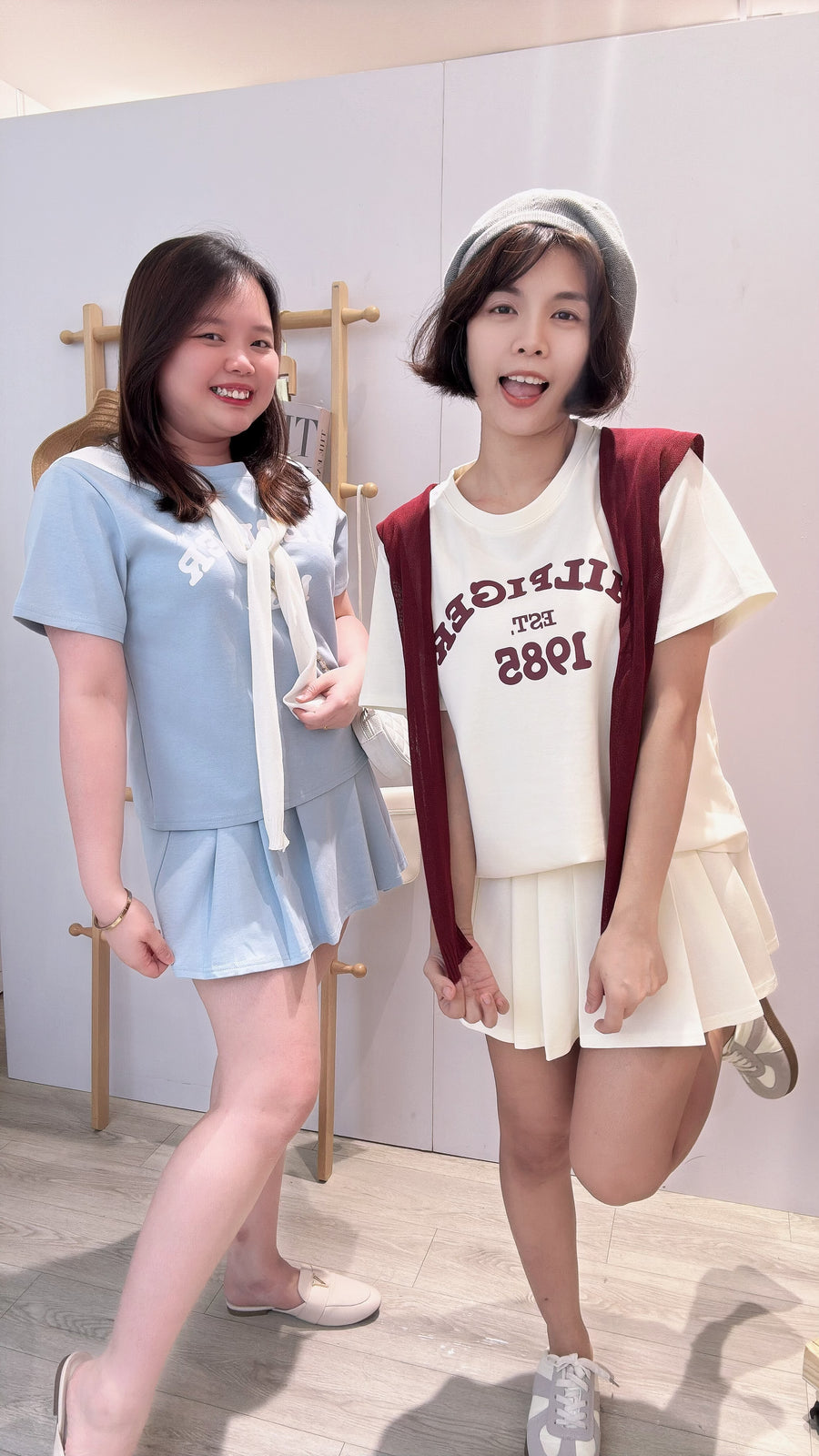披肩字母甜美色迷你裙套装