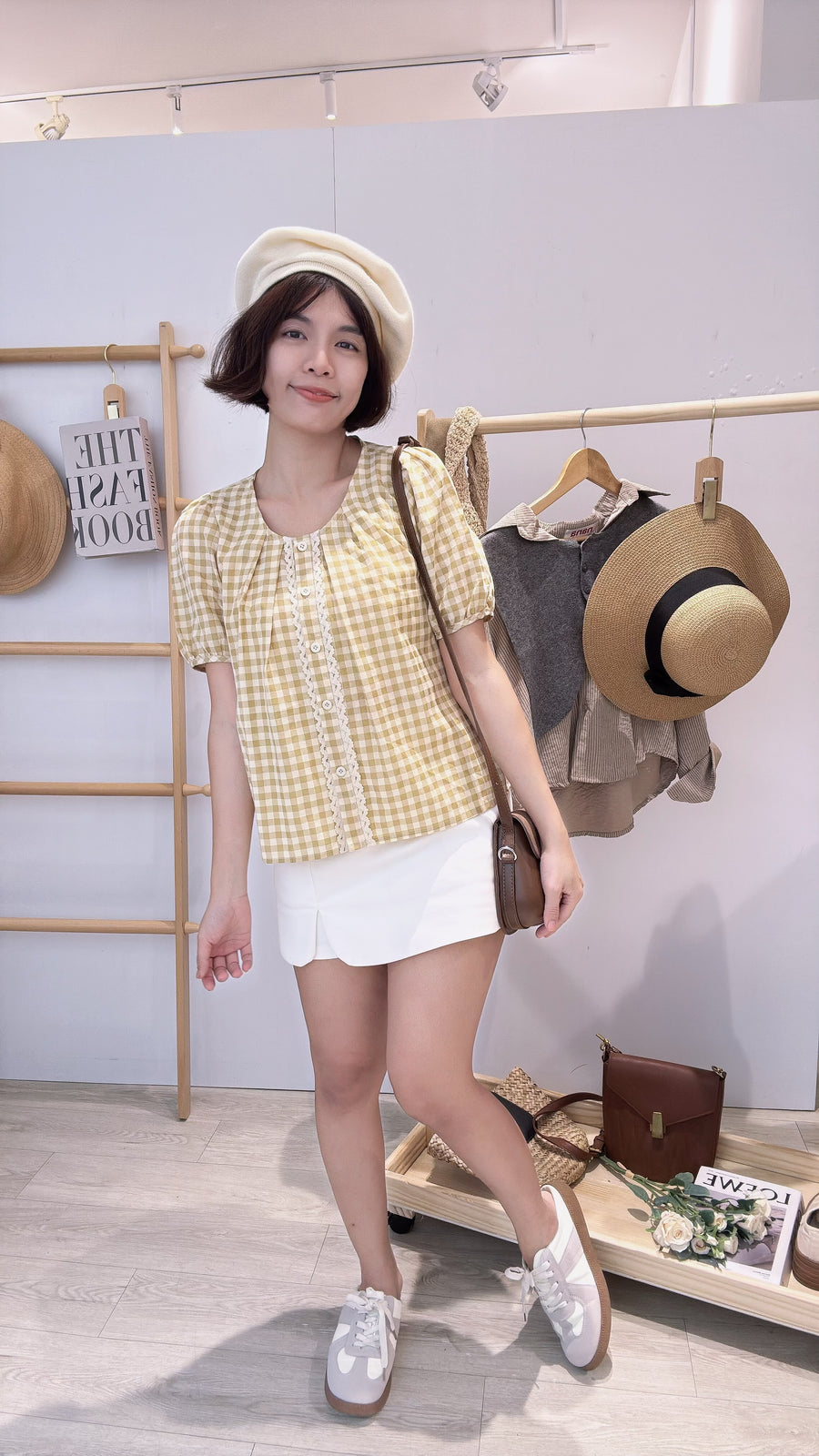 软麻格子甜美衬衫