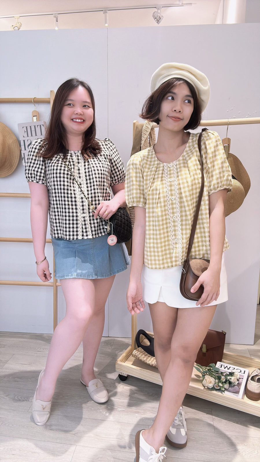 软麻格子甜美衬衫