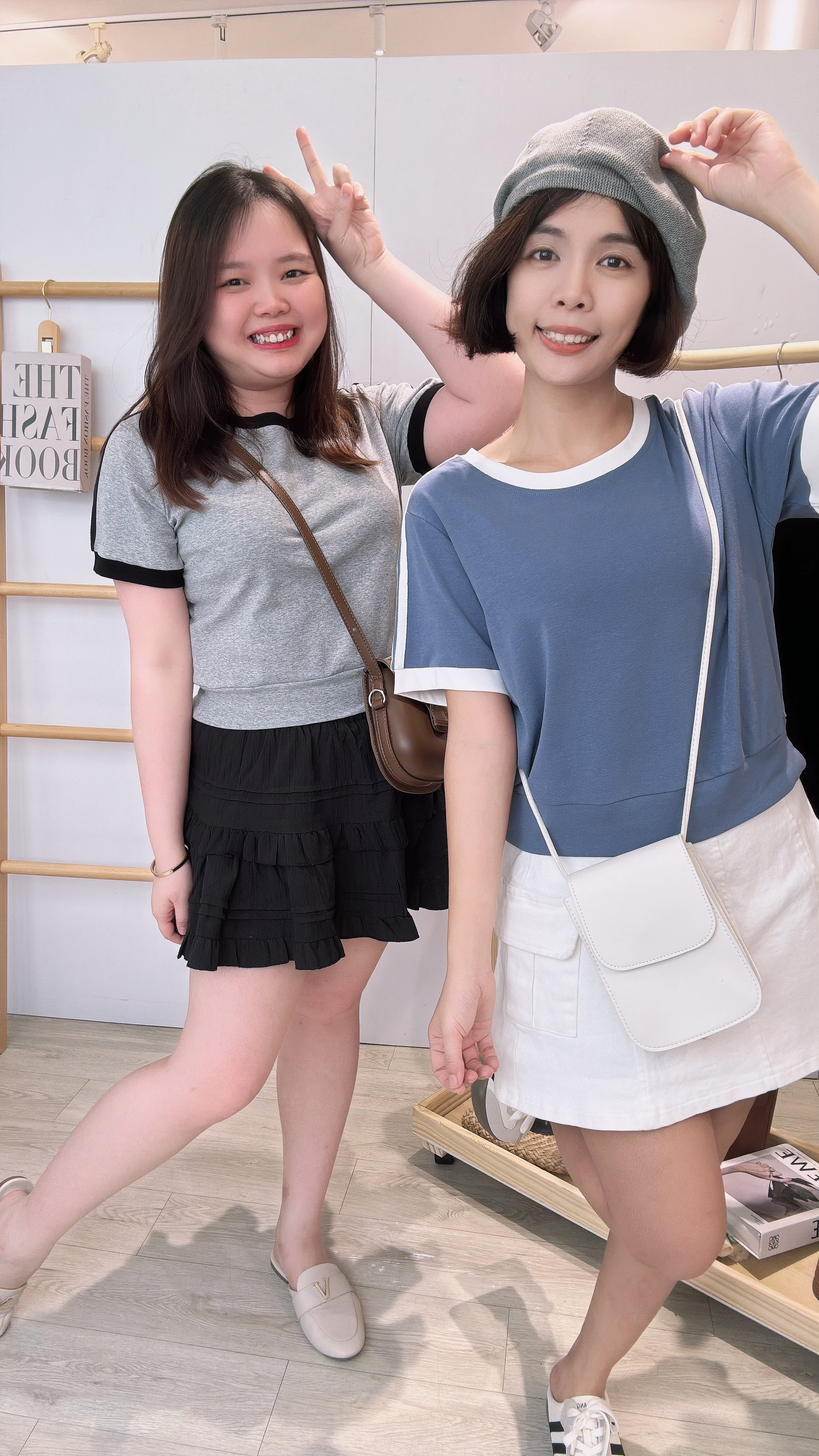 并色短版cotton上衣