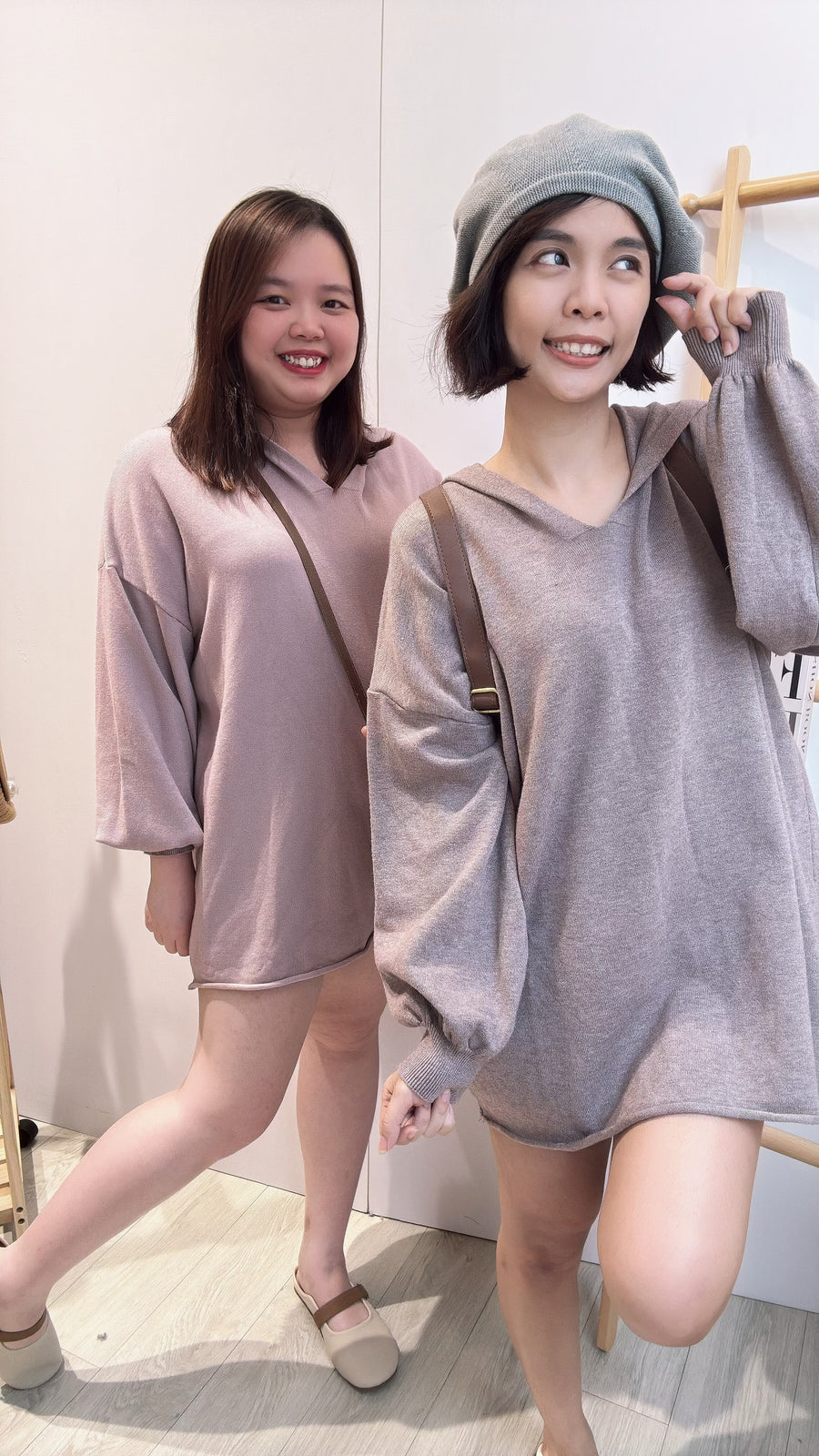 连帽针织长版上衣