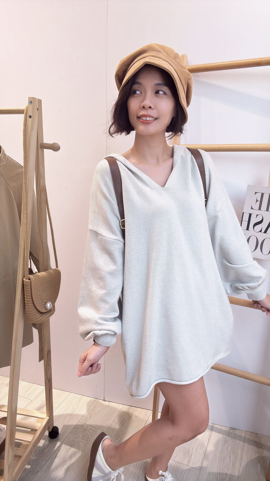 连帽针织长版上衣