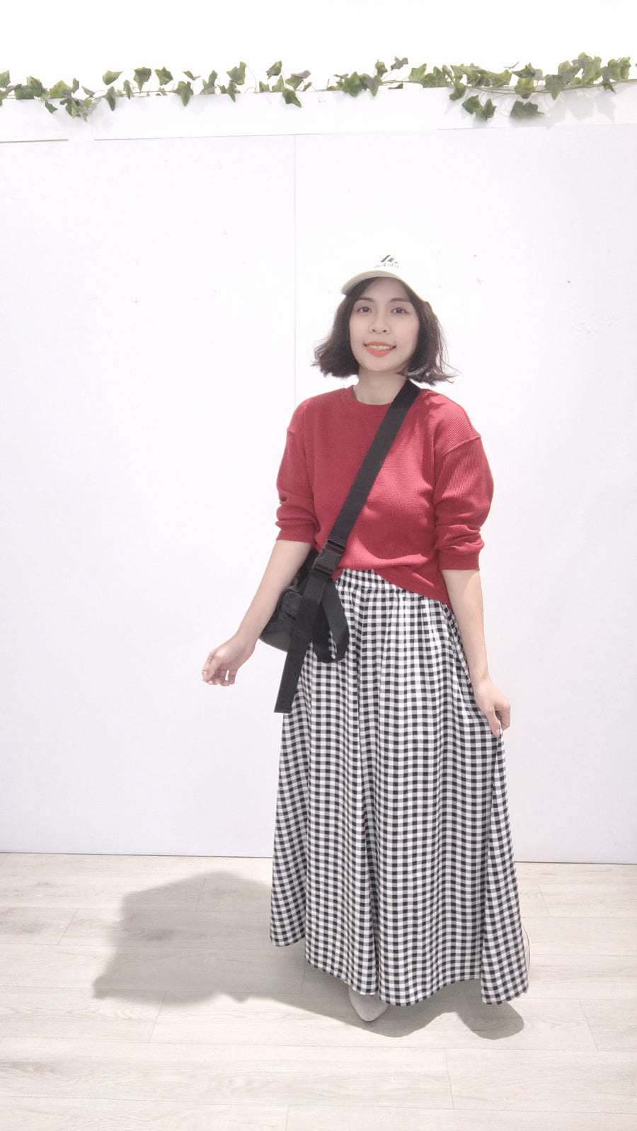 滑雪纺格子舒服百搭阔脚裤