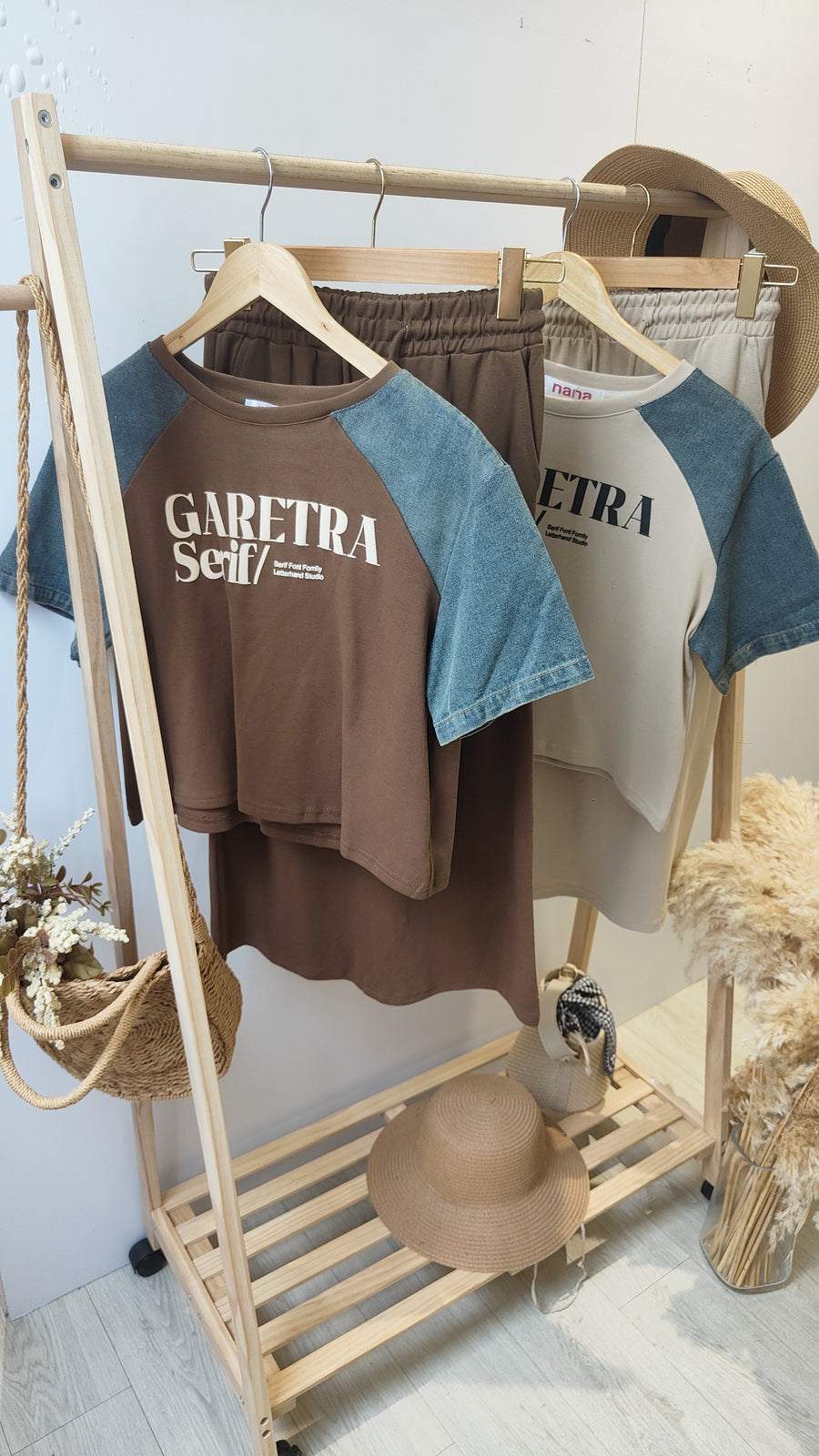 Cotton并牛仔长裙套装