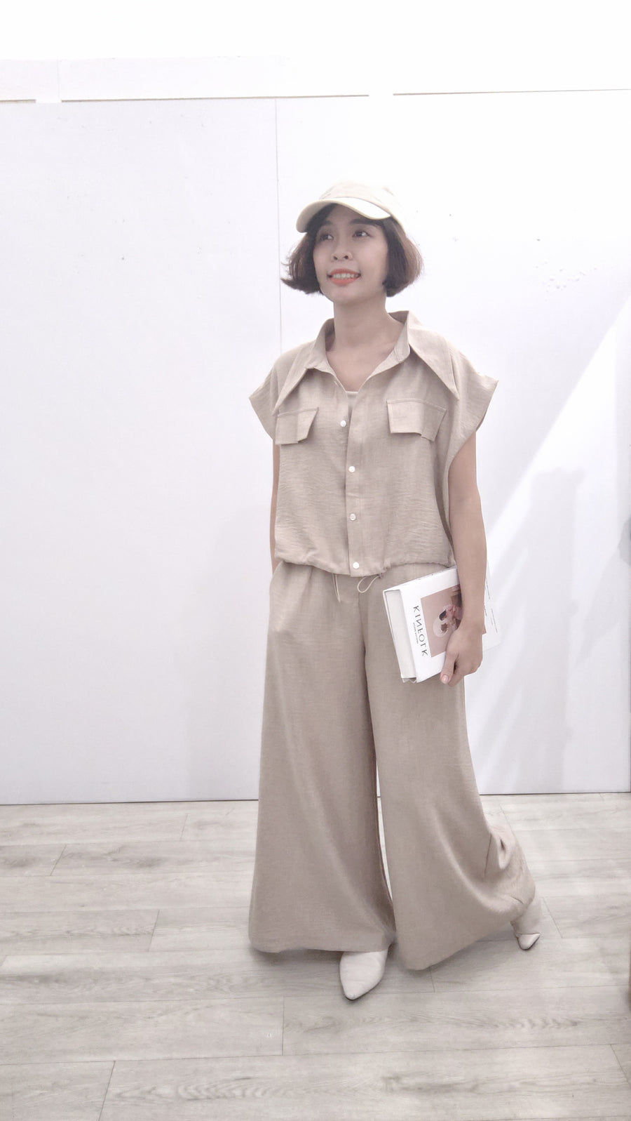 棉麻个性阔脚裤套装
