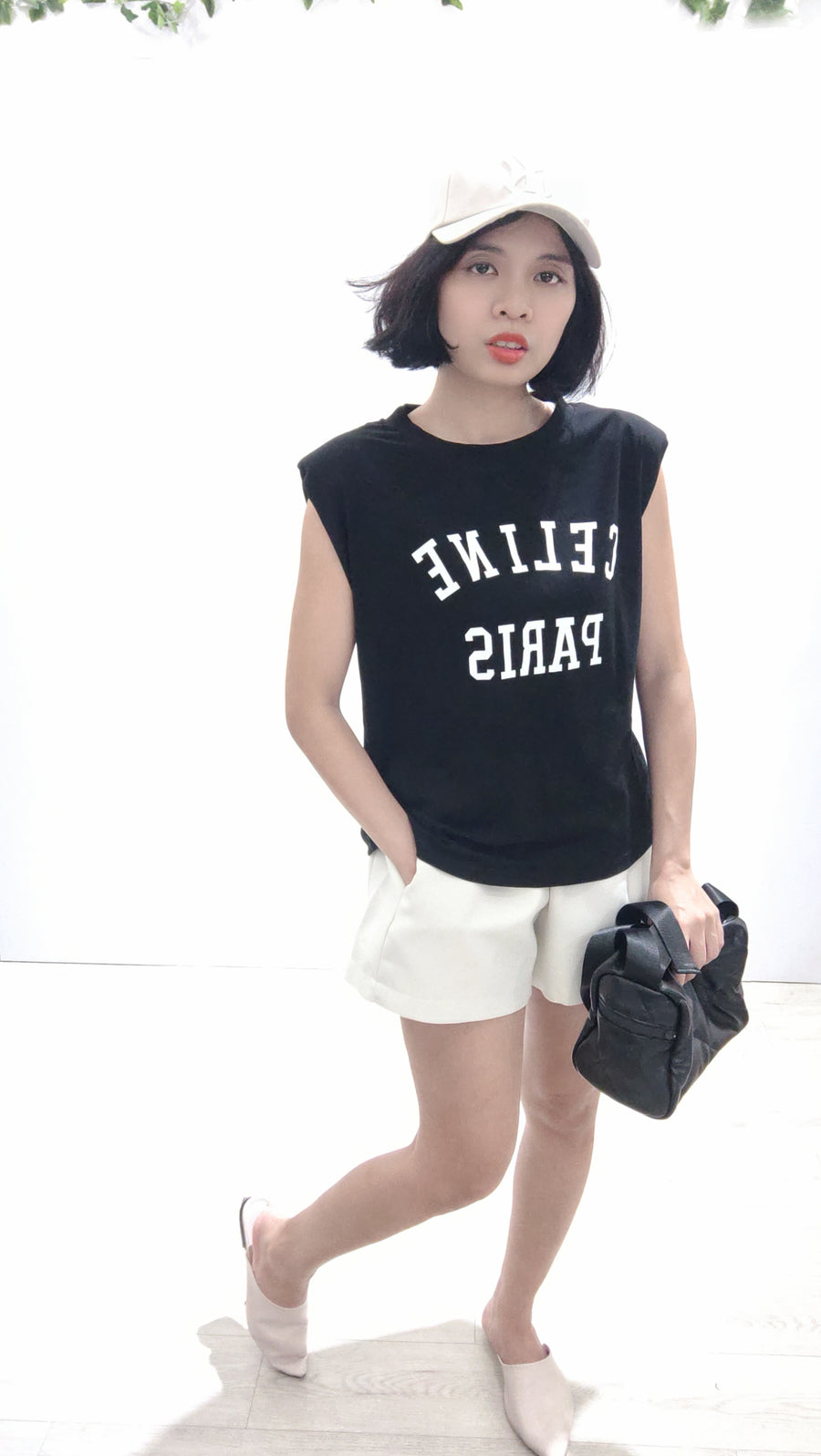 Celine paris垫肩出袖上衣