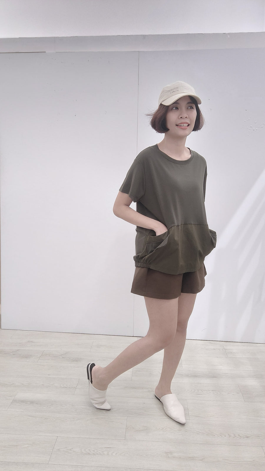 后开叉设计棉质上衣