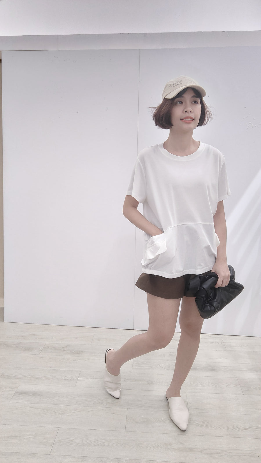 后开叉设计棉质上衣