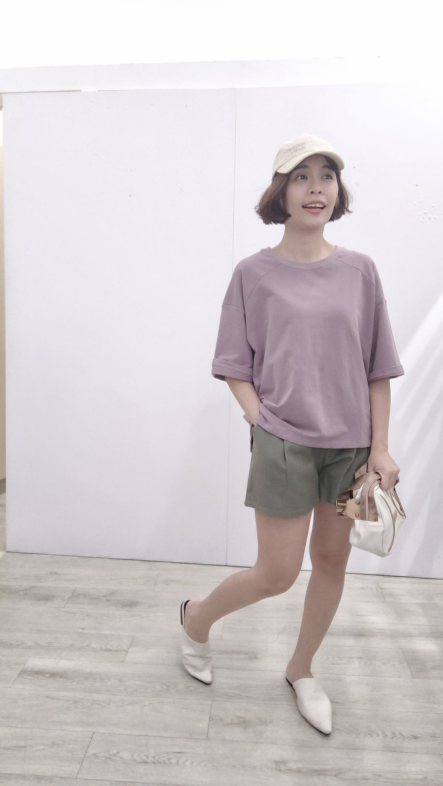 甜美色棉质宽松上衣