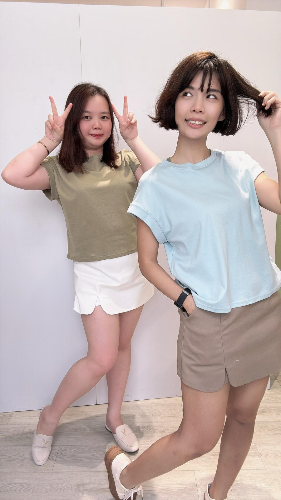 百搭圆领出袖上衣