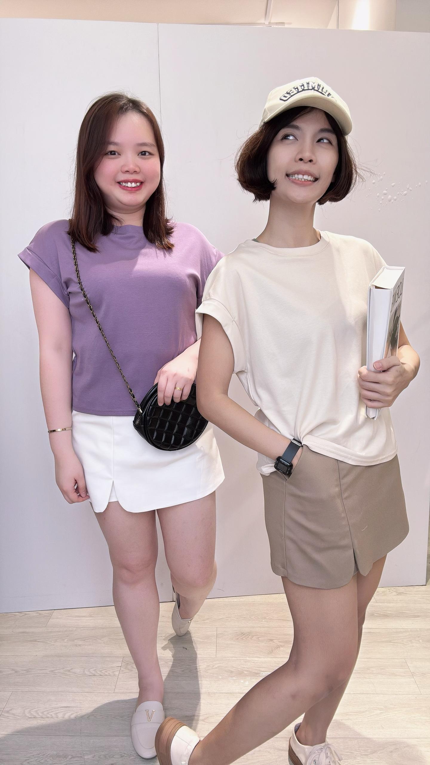 百搭圆领出袖上衣