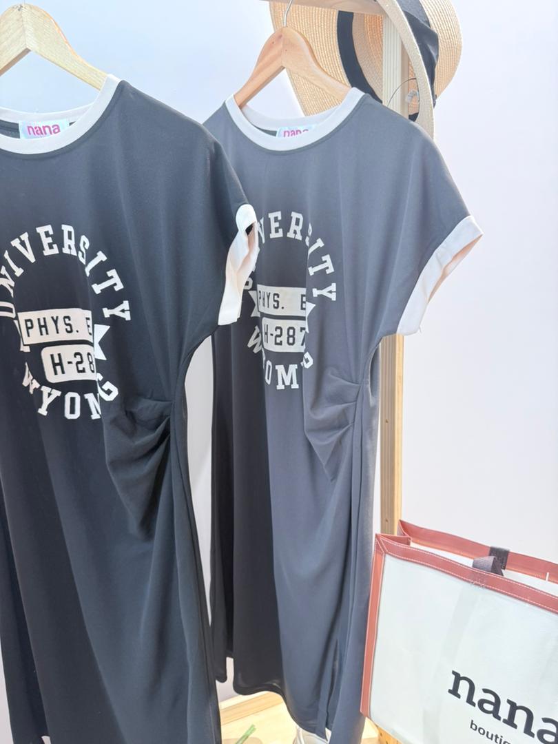 滚珠棉字母皱褶收腰套裙