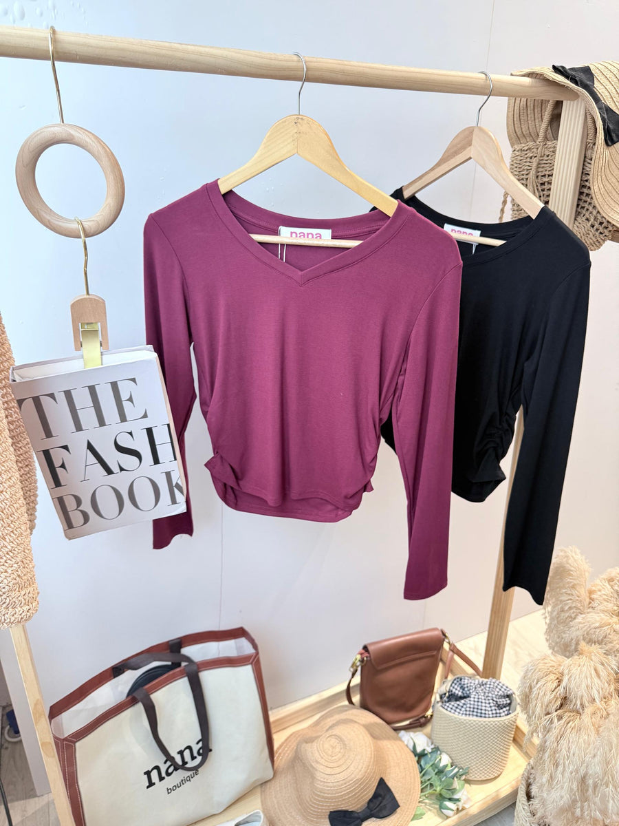 棉质褶皱纤腰上衣