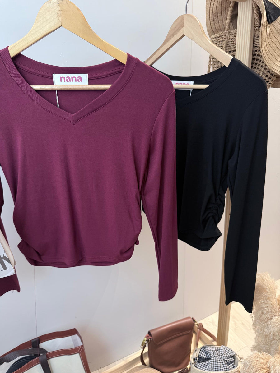 棉质褶皱纤腰上衣