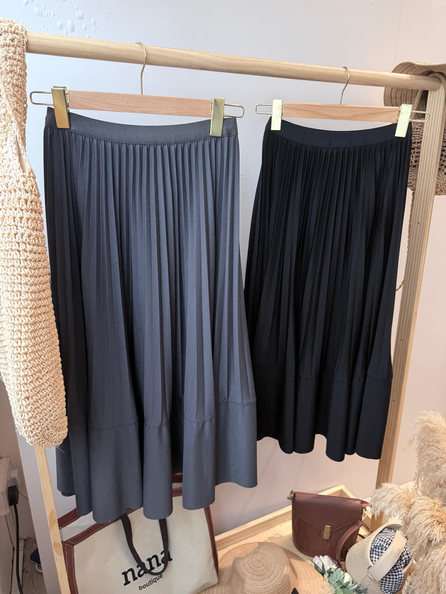 西装雪纺百折半长裙