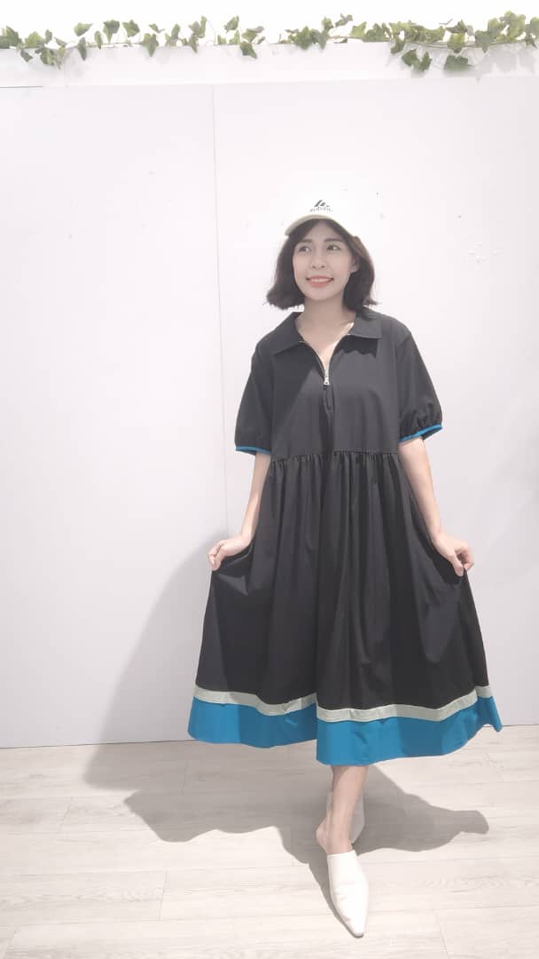 西装拉链并色套裙