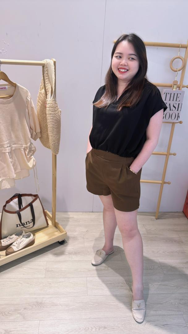 Polo领抽绳收腰短上衣