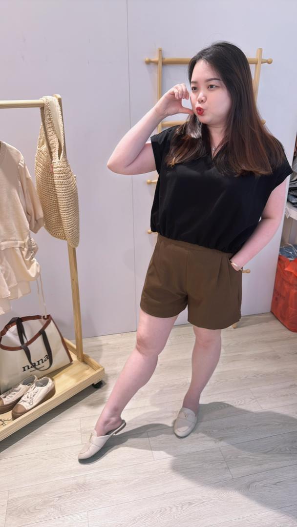 Polo领抽绳收腰短上衣