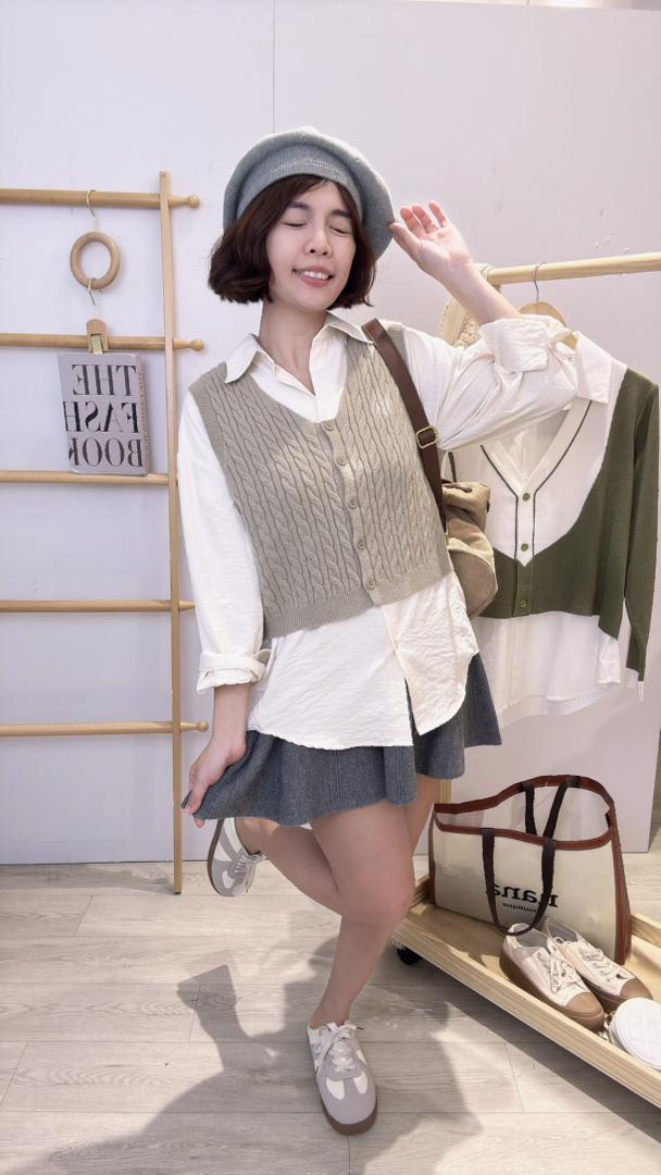 针织并接薄绒衬衫