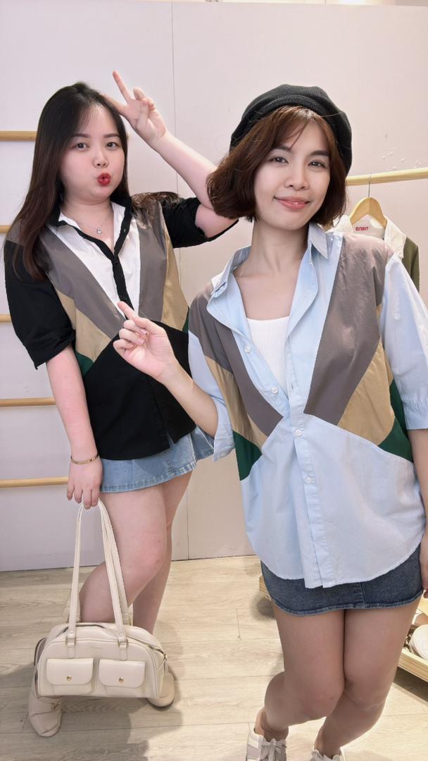 撞色polyester衬衫