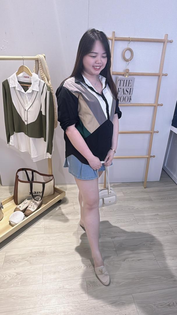 撞色polyester衬衫