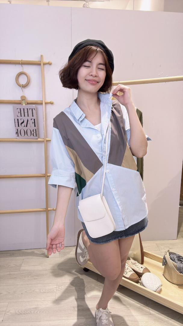 撞色polyester衬衫