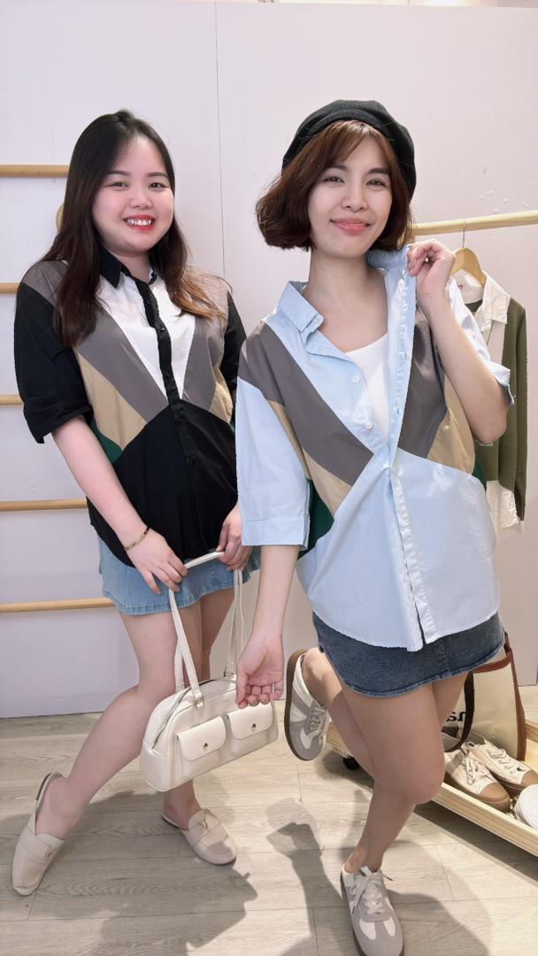 撞色polyester衬衫