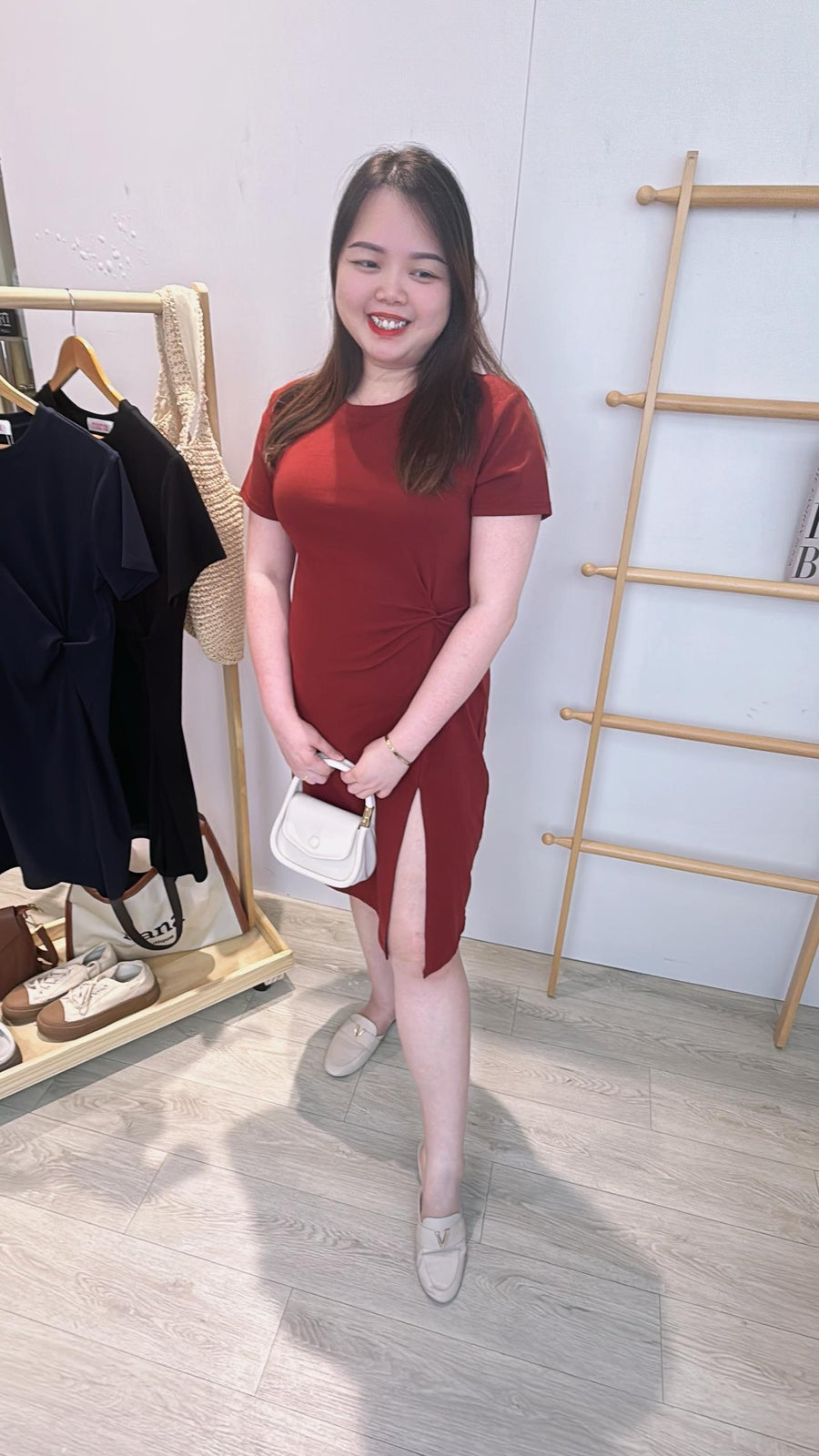 棉质开叉收腰套裙