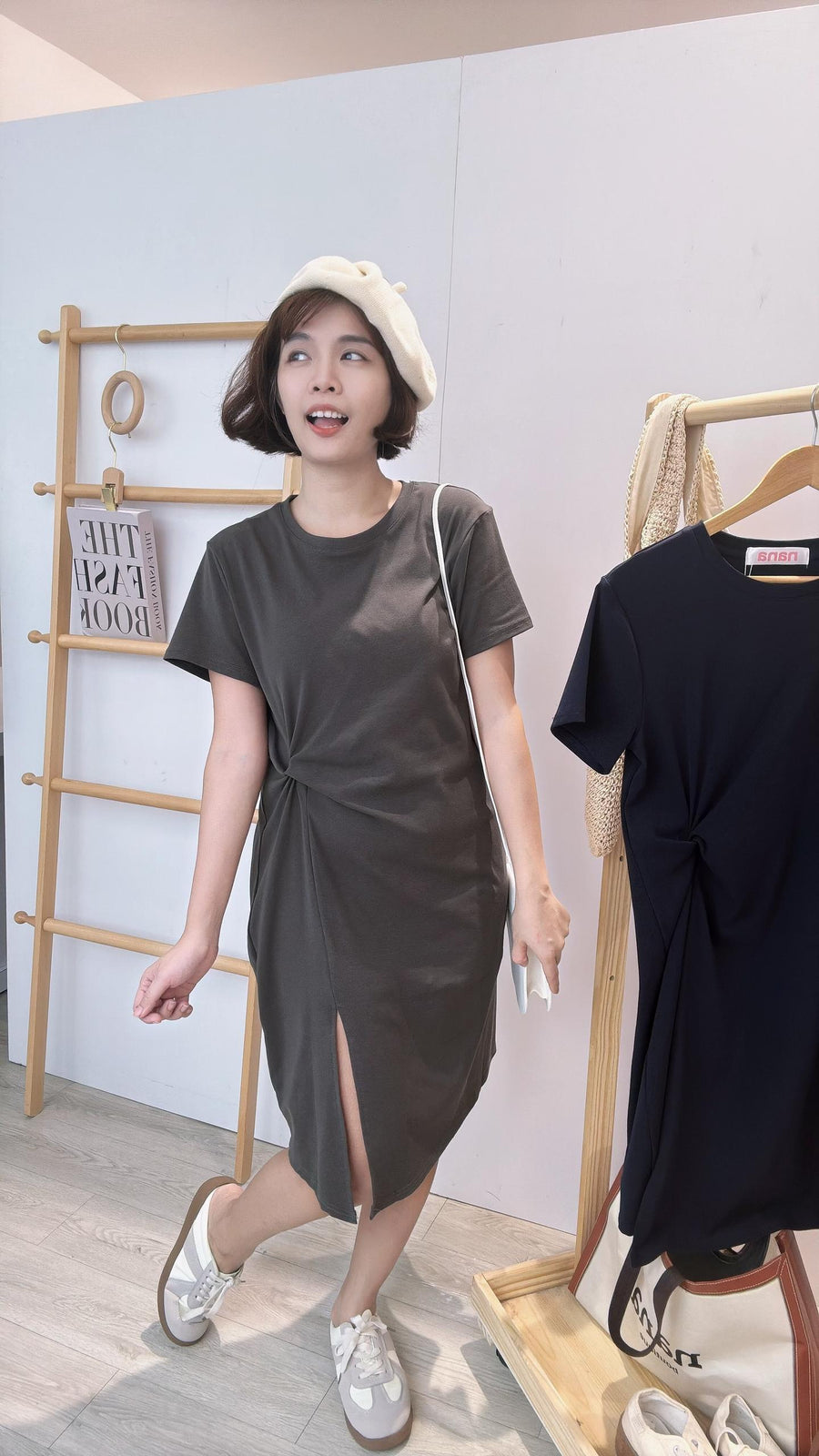 棉质开叉收腰套裙