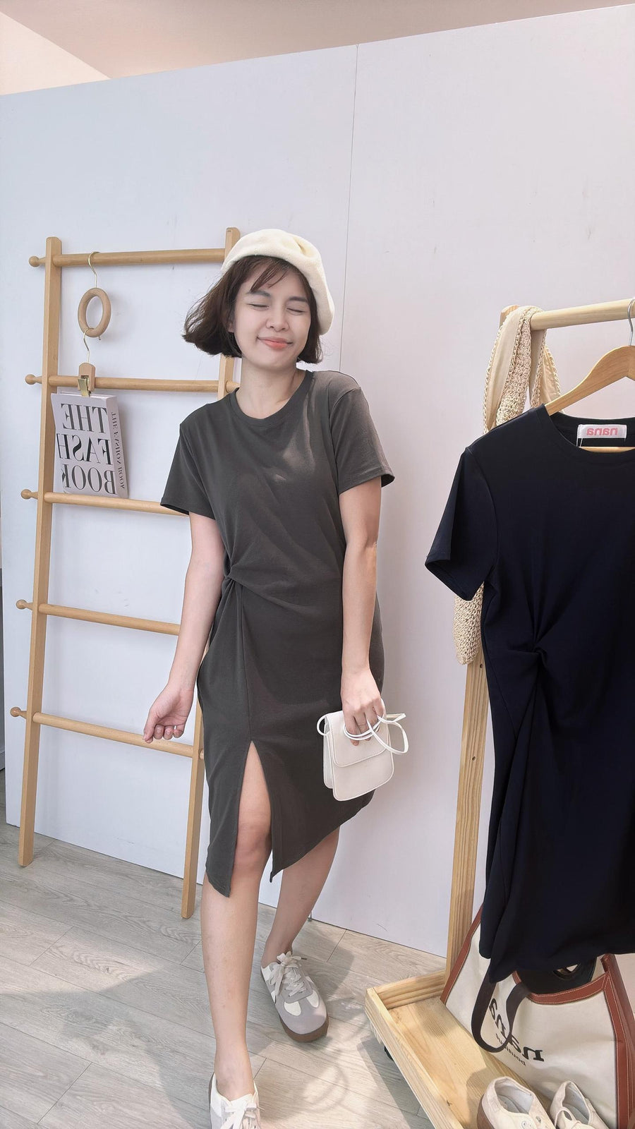 棉质开叉收腰套裙