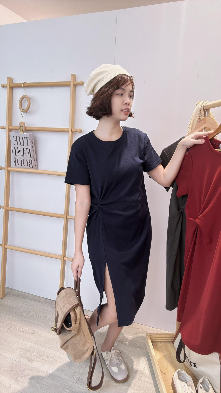 棉质开叉收腰套裙